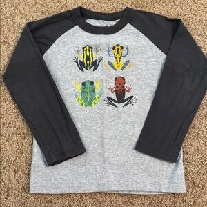 Tea Collection Frog Print Long Sleeve Shirt - Gray